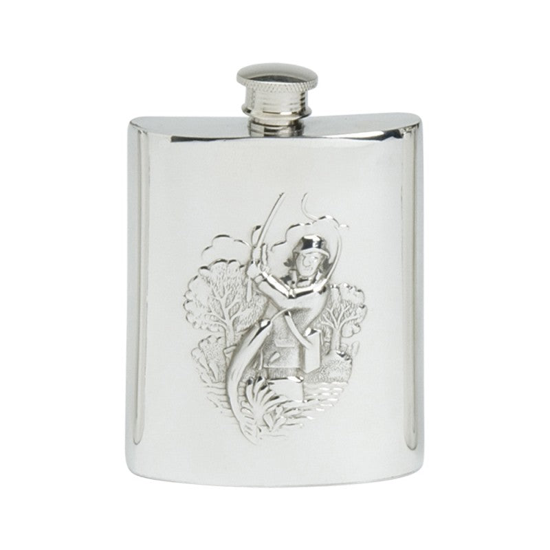 Edwin Blyde - Pewter Hip Flask - Fishing