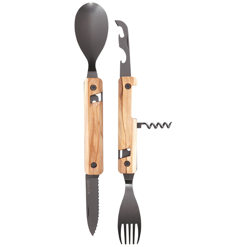 Akinod Reusable Multifunctional Cutlery Set - Olive Wood