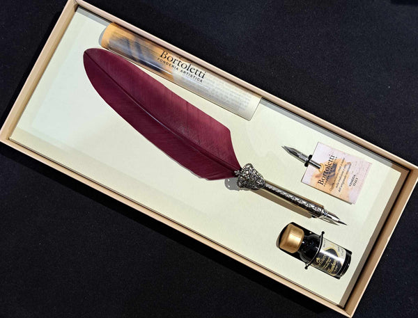 Bortoletti Crown Feather Pen Set 80 - Bordeaux
