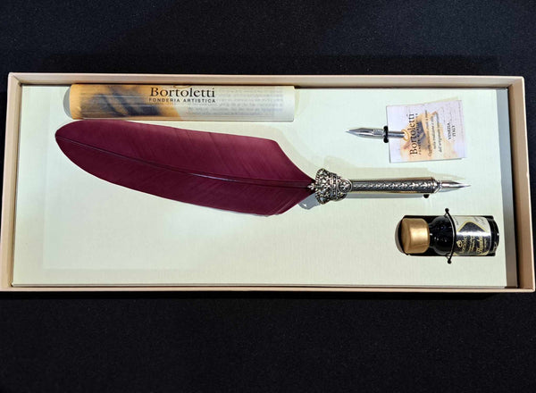 Bortoletti Crown Feather Pen Set 80 - Bordeaux