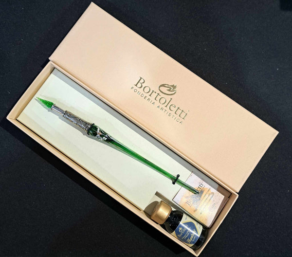 Bortoletti Silver Glass Nib Pen Set 30 - Green