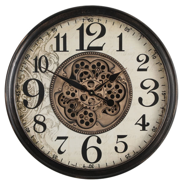 Clock - Round Giovanni Industrial Exposed Gear Wall Clock