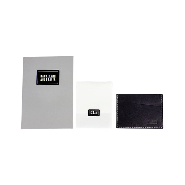 Harrisson Australia Leather Card Sleeve - Black/Grey