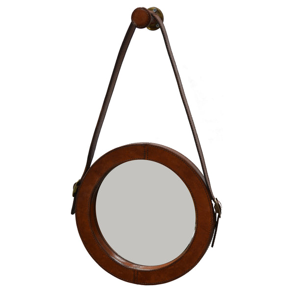 Leather Bound Small Hanging Mirror