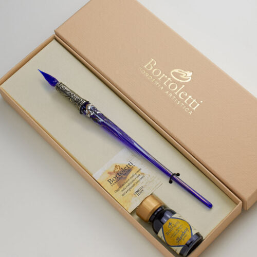 Bortoletti Silver Glass Nib Pen Set 30 - Turquoise