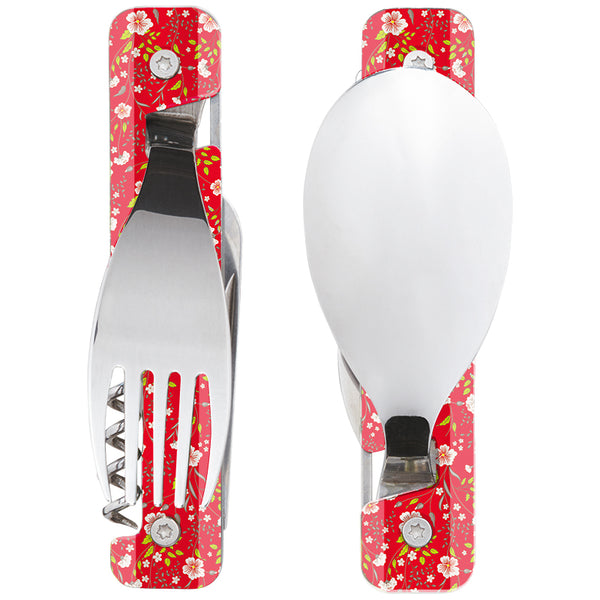 Akinod Reusable Multifuncyional Cutlery Set - Red Floral