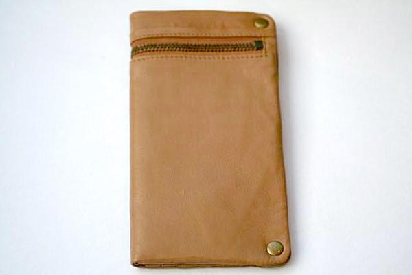 Zip Detail Leather Wallet - Large