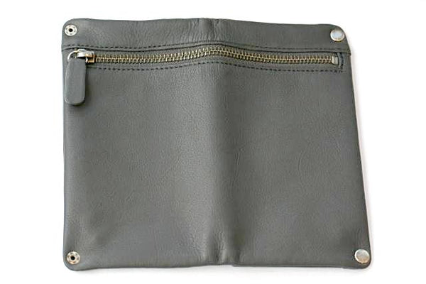 Zip Detail Leather Wallet - Large