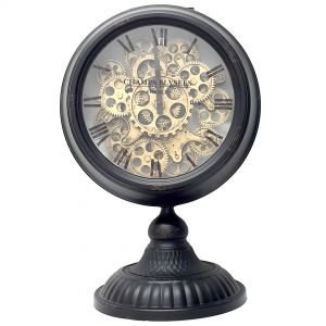 Clock, Round Ingraham Exposed Gear - Black