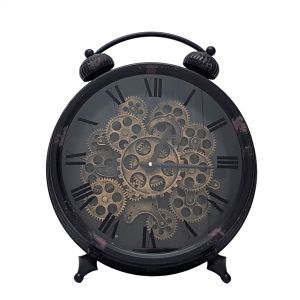Clock - Eddison Exposed Gear, Black, Vintage Round