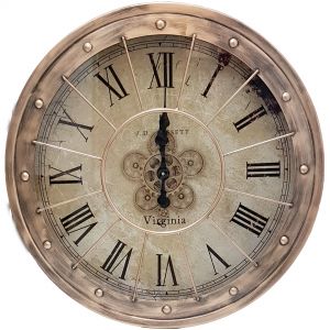 Clock - Round Basset Exposed Gear - Copper