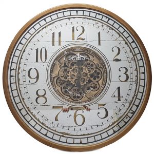 Clock - Round Mirrored Chateau Exposed Gear - Gold