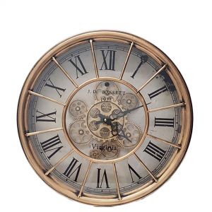 Clock - Round Bassett Exposed Gear Movement - Copper