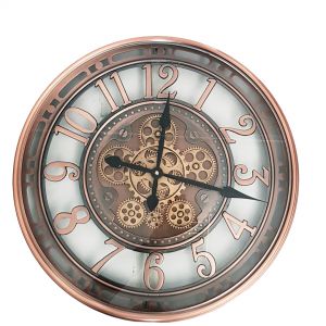 Clock - Round Lucas Exposed Gear Movement - Copper Wash
